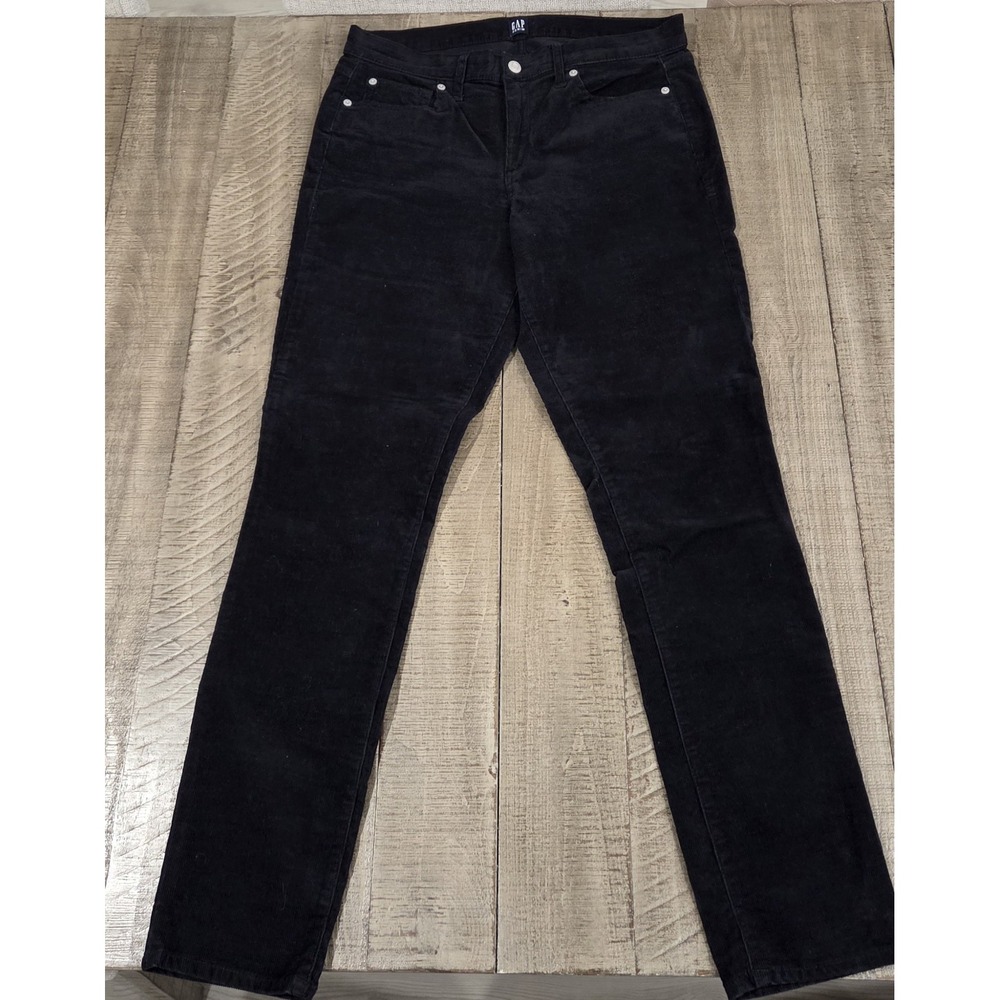 GAP Denim True Skinny Corduroy Jeans Black Solid Womens 30L Regular Long